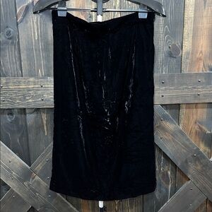 Vintage Brooks Brothers Velvet Skirt 12 Black Midi Split Lined Office Y2K Grunge